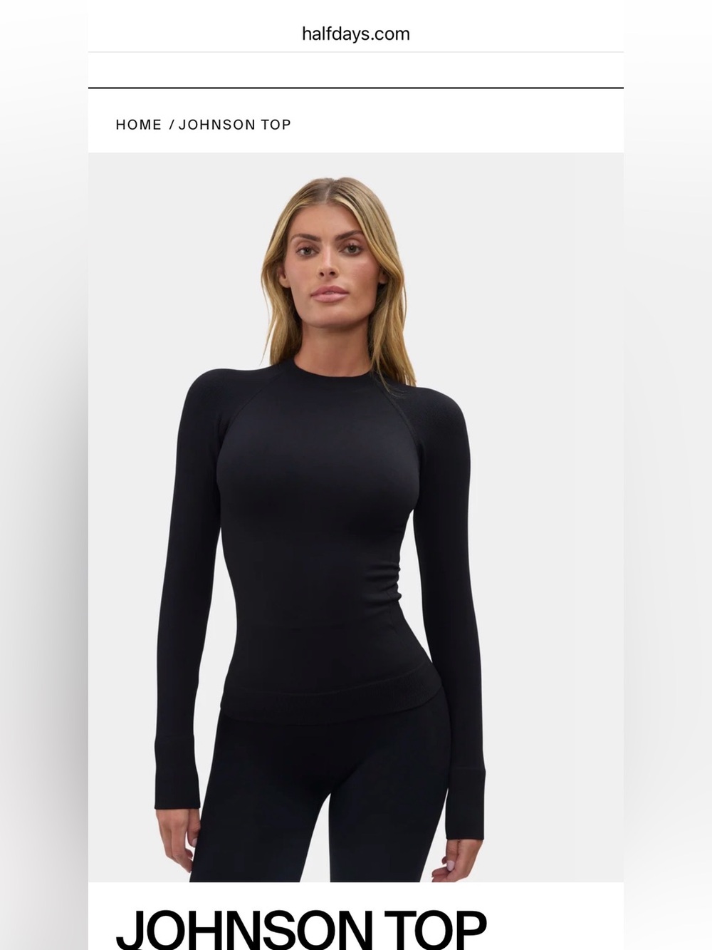 Halfdays Johnson Top Women's Long-Sleeve Crew Neck in Black